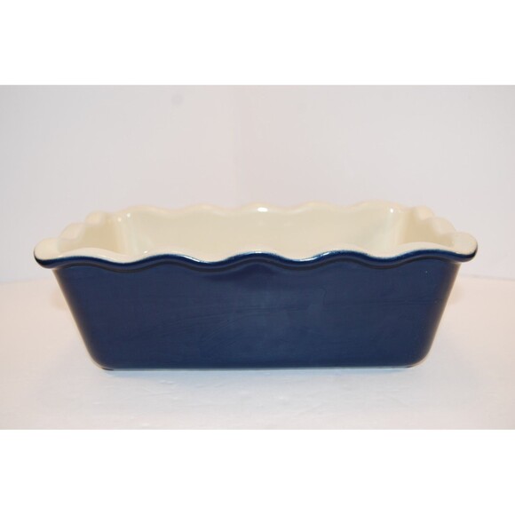 Emile Henry Loaf Pan Blue 61.64 Ruffled Bread Baking Dish France 1002 - Picture 1 of 6